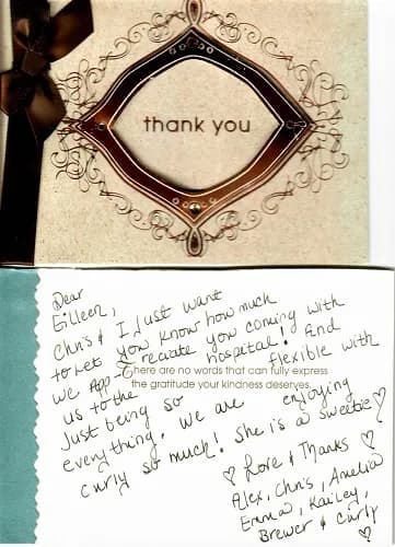 A thank-you note from one of our puppy families